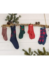 Tchibo - Skarpety - dla pań - rozmiar 35-38 - kolor: zielony/niebieski/w kratkę