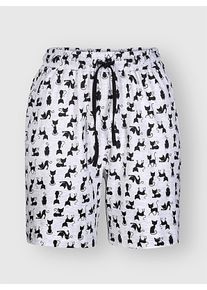 w&auml;schepur Dames Broek kort in grijs gem&ecirc;leerd/zwart bedrukt ,maat 36/38, Witt, 98% Katoen, 2% Polyester