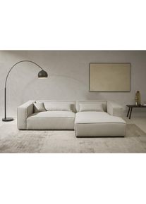 LeGer Home by Lena Gercke Ecksofa &raquo;PIARA XXL, Big-Sofa, Cord, Leinenoptik o. Strukturstoff, L-Form&laquo; wahlweise Ottomane rechts/links, Kedernaht, extra 