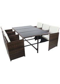 Vcm Garten-Essgruppe &raquo; 9-tlg Gartenm&ouml;bel Set Sitzgruppe Essgruppe 1xTisch, 6x St&uuml;hle, 2x Hocker Tisch Ma&szlig;e ca. H. 72 x B. 170 x T. 110 cm Rattan 