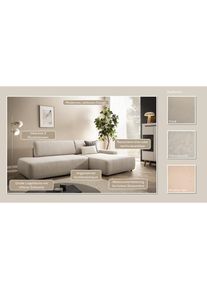 Home Affaire Ecksofa &raquo;TORGE, Schlafsofa Cord, Samtvelours u. Strukur fein, Couch in L-Form&laquo; Schlaffunktion und Bettkasten, Liegefl&auml;che: 210x125 cm, 