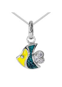 OSTSEE-SCHMUCK Kette mit Anh&auml;nger &raquo;- kleiner Fisch - Silber 925/000 - Zirkonia&laquo; bunt, Gr&ouml;&szlig;e 40