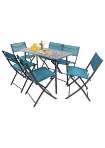 Vcm Garten-Essgruppe &raquo; 7-tlg Gartenm&ouml;bel Set Sitzgruppe Essgruppe 1xTisch, 6x St&uuml;hle Tisch Ma&szlig;e ca. H. 72 x B. 110 x T. 55 cm Klappbar Garten Set - 