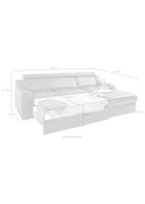 exxpo - sofa fashion Ecksofa &raquo;Lotos, bequem und funktionell, Federkern, Breite 242cm, L-Form&laquo; mit Kopf- bzw. R&uuml;ckenverstellung, wahlweise mit 