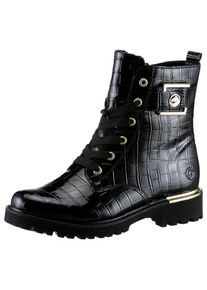 Remonte Schn&uuml;rstiefelette , Blockabsatz, Schn&uuml;rboots im Kroko-Look, Innenrei&szlig;verschluss goldfarben, Gr&ouml;&szlig;e 44