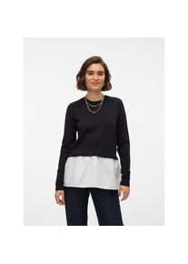 V&eacute;ro Moda Vero Moda Rundhalspullover &raquo;VMJOSE LS O-NECK WVN MIX PULLOVER GA BOO&laquo; schwarz, Gr&ouml;&szlig;e M