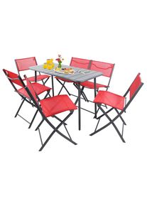 Vcm Garten-Essgruppe &raquo; 7-tlg Gartenm&ouml;bel Set Sitzgruppe Essgruppe 1xTisch, 6x St&uuml;hle Tisch Ma&szlig;e ca. H. 72 x B. 110 x T. 55 cm Klappbar Garten Set - 