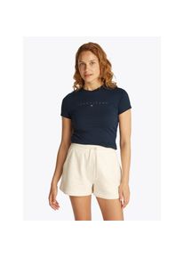 Tommy Jeans Curve T-Shirt &raquo;TJW SLIM TONAL LINEAR TEE EXT&laquo; in Gro&szlig;en Gr&ouml;&szlig;en, Logodruck, Figurbetont blau, Gr&ouml;&szlig;e 5XL (50)