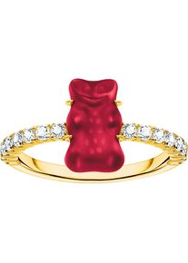 Thomas Sabo Fingerring &raquo; x HARIBO Schmuck: Ring mit Goldb&auml;r&laquo; mit Kristallglas, Zirkonia (synth.) rot, Gr&ouml;&szlig;e 56