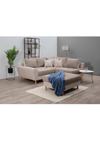 Home Affaire Ecksofa &raquo;Rice L-Form, B: 223 cm - OTTO. Verl&auml;ssliche Qualit&auml;t.&laquo; Set: Sofa & Hocker, mit 3 Zierkissen, Federkern