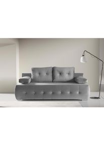 WERK2 Schlafsofa &raquo;Monaco Design Bettsofa, pflegeleichter Samtoptik Bezug, Breite 205cm&laquo; 2-Sitzer Schlafcouch mit Bettkasten & funkelnden Ziersteinchen