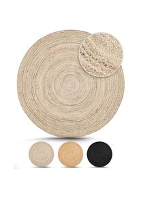 CarpetFine Teppich &raquo;Nele Juteteppich Naturfaser&laquo; rund 6 mm H&ouml;he geflochtener Wendeteppich aus 100%Jute, in rund und oval, viele Gr&ouml;&szlig;en