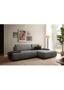 Home Affaire Ecksofa &raquo;TORGE, Schlafsofa Cord, Samtvelours u. Strukur fein, Couch in L-Form&laquo; Schlaffunktion und Bettkasten, Liegefl&auml;che: 210x125 cm, 