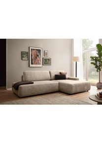 Home Affaire Ecksofa &raquo;TORGE, Schlafsofa Cord, Samtvelours u. Strukur fein, Couch in L-Form&laquo; Schlaffunktion und Bettkasten, Liegefl&auml;che: 210x125 cm, 
