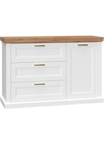 Home Affaire Sideboard &raquo;Tara, Landhaus Kombikommode B/T/H: 138/48/91 cm, FSC -zertifiziert&laquo; Soft-Close-Funktion, goldfarbene Metallgriffe, Innendekor 