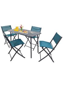 Vcm Garten-Essgruppe &raquo; 5-tlg Gartenm&ouml;bel Set Sitzgruppe Essgruppe 1xTisch, 4x St&uuml;hle Tisch Ma&szlig;e ca. H. 72 x B. 110 x T. 55 cm Klappbar Garten Set - 