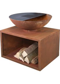 Buschbeck Holzkohlegrill &raquo;Planchagrill Rubigo rostoptik&laquo; BxH: 70x70cm