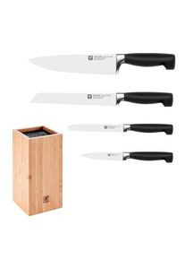 Zwilling Messerblock &raquo;**** VIER STERNE, inkl. 4 Messer&laquo; 5 Stk. mit flexiblen Kunststoff-Borsten, Bambus
