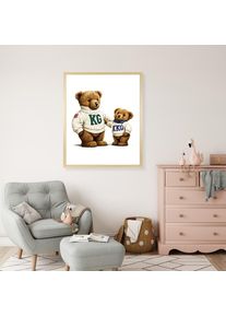 queence Bild mit Rahmen &raquo;Vintage Teddy B&auml;r gro&szlig; & klein&laquo; B&auml;r B&auml;ren Fashion Figuren Mode Modebilder HD Premium Poster-Druck inkl. Echtholzrahmen in 