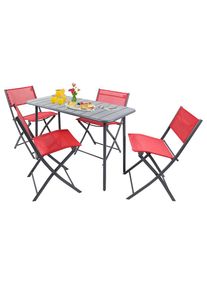 Vcm Garten-Essgruppe &raquo; 5-tlg Gartenm&ouml;bel Set Sitzgruppe Essgruppe 1xTisch, 4x St&uuml;hle Tisch Ma&szlig;e ca. H. 72 x B. 110 x T. 55 cm Klappbar Garten Set - 
