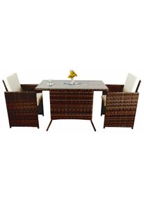 Vcm Garten-Essgruppe &raquo; 3-tlg Gartenm&ouml;bel Set Sitzgruppe Essgruppe 1xTisch, 2x St&uuml;hle Tisch Ma&szlig;e ca. H. 74 x B. 114 x T. 64 cm Rattan Garten Set - 