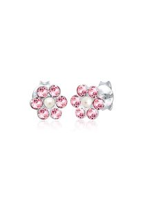 Elli Paar Ohrstecker &raquo;Ohrringe Ohrring Kinder Blume Kristalle Rose Synthetische Perle 925 Sterling Silber&laquo;