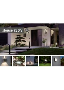 Paulmann LED Au&szlig;en-Wandleuchte &raquo;Outdoor 230V Cybo LED 2x3, 5W 230V IP65 eckig 100x100mm Grau Aluminium&laquo; 1 Stk. Warmwei&szlig; IP65 2x3, 5W