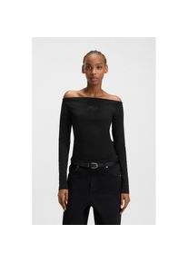 HUGO Blue Langarmshirt &raquo;Dolder&laquo; schulterfrei, mit Strasssteinbesatz vorn