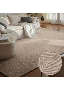 Hanse Home Wollteppich &raquo;Eleni&laquo; rechteckig 18 mm H&ouml;he Handgetuftet, Wolle, Natur, Wohnzimmer, Schlafzimmer, Skandi, Hygge