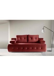 WERK2 Schlafsofa &raquo;Monaco Design Bettsofa, pflegeleichter Samtoptik Bezug, Breite 205cm&laquo; 2-Sitzer Schlafcouch mit Bettkasten & funkelnden Ziersteinchen