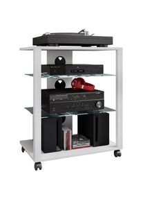 Vcm Wohnzimmertisch &raquo;Hifi M&ouml;bel Rack Glas Phono Mediaregal Folas Rollen&laquo;