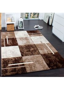 Paco Home Teppich &raquo;Diamond 663&laquo; rechteckig 18 mm H&ouml;he Kurzflor, Karo Muster, 3D-Design, ideal im Wohnzimmer & Schlafzimmer