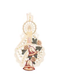 W. Reuter & Sohn - Plauener Spitze Fensterbild &raquo;Kerze und Glocken&laquo; Made in Germany