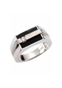 Firetti Fingerring &raquo;Schmuck Geschenk Silber 925 Silberring Ringkopf eckig&laquo; mit Onyx, Zirkonia (synth.) wei&szlig;, Gr&ouml;&szlig;e 19