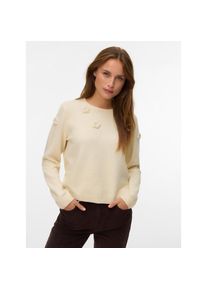 V&eacute;ro Moda Vero Moda Rundhalspullover &raquo;VMROSE LS O-NECK PULLOVER BOO&laquo; beige, Gr&ouml;&szlig;e M