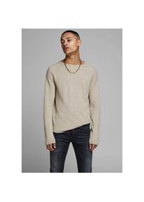 Jack & Jones Jack & Jones Rundhalspullover &raquo;JJEHILL Einfarbiger Pullover mit angenehmem Tragegef&uuml;hl&laquo; unifarben, modisch, schmal, Baumwolle, Rundhals beige, Gr&ouml;&szlig;e 