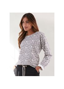 Lascana Sweatshirt, Langarmshirt in locker sitzendem Schnitt, Loungewear beige, Gr&ouml;&szlig;e 32/34