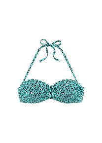Lascana B&uuml;gel-Bandeau-Bikini-Top &raquo;Mae&laquo; farbenfroher Animalprint, wattierte Cups, abnehmbare Tr&auml;ger gr&uuml;n, Gr&ouml;&szlig;e 32
