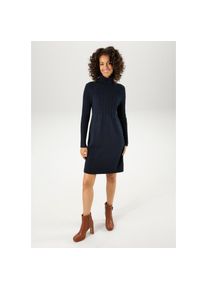 Aniston CASUAL Strickkleid mit Zopfmuster im Oberteil und den langen &Auml;rmeln blau, Gr&ouml;&szlig;e 46