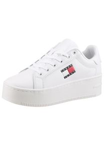 Tommy Jeans Plateausneaker &raquo;TJW FLATFORM SNEAKER&laquo; , Freizeitschuh, Halbschuh, Schn&uuml;rschuh mit Schaftrandpolsterung wei&szlig;, Gr&ouml;&szlig;e 42