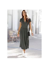 Lascana Midikleid mit Rei&szlig;verschluss am Ausschnitt, figurbetont, sportlich-elegant gr&uuml;n, Gr&ouml;&szlig;e 38