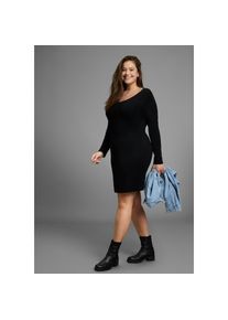 Laura Scott CURVE Strickkleid mit tiefem V-Ausschnitt aus kuschliger Viskosemischung - GROSSE GR&Ouml;SSE schwarz, Gr&ouml;&szlig;e 56