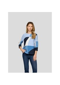 Rabe 3/4-Arm-Shirt Sommershirt mit All-Over Print und Gflitzersteinen blau, Gr&ouml;&szlig;e 46