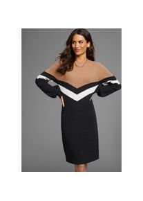 Laura Scott Strickkleid Ohne Taschen mit Streifenmuster aus weicher Viskosequalit&auml;t schwarz, Gr&ouml;&szlig;e 42