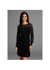 Melrose Strickkleid Mini-L&auml;nge, f&uuml;r besondere Anl&auml;sse, mit Spitzeneinsatz schwarz, Gr&ouml;&szlig;e 36
