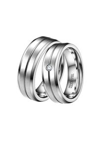 DOOSTI Trauring &raquo;Schmuck Geschenk Edelstahl Trauring Ehering Partnerring LIEBE&laquo; Made in Germany - wahlweise mit oder ohne Zirkonia silberfarben, Gr&ouml;&szlig;e