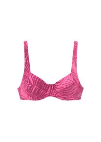 active by Lascana LASCANA ACTIVE B&uuml;gel-Bikini-Top &raquo;Coal&laquo; im Mustermix aus Palmen und Streifen rot, Gr&ouml;&szlig;e 36