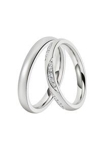 DOOSTI Trauring &raquo;Schmuck Geschenk Edelstahl Trauring Ehering Partnerring LIEBE&laquo; wahlweise mit oder ohne Zirkonia silberfarben, Gr&ouml;&szlig;e 52