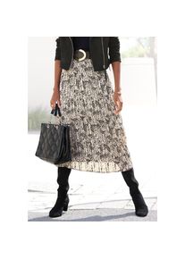 Lascana Plisseerock aus leichter Chiffonware, Midirock mit Alloverprint, sommerlich blau, Gr&ouml;&szlig;e 34