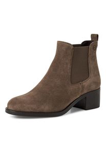 Tamaris Chelseaboots , Blockabsatz, Stiefelette, Businessschuh in schmaler Form beige, Gr&ouml;&szlig;e 41